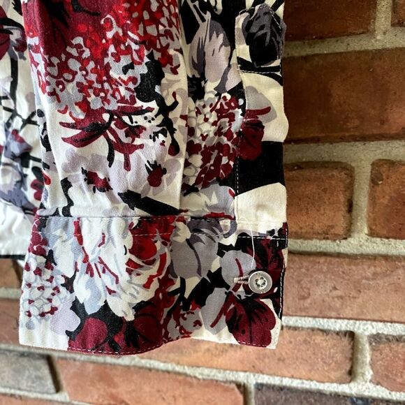 Zeroyaa Floral Button Up Printed Shirt White Black XXL - Picture 7 of 10